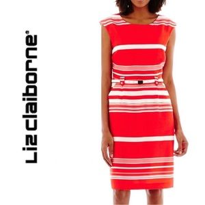 Liz Claiborne Women's SZ 6 Color-Block Sleeveless Belted Sheath Dress - NWT